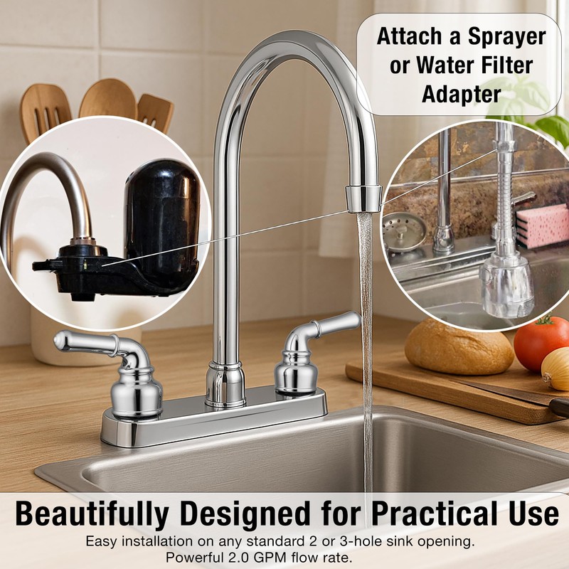 Pacific Bay Lynden Modern High Arc Kitchen Sink Faucet -