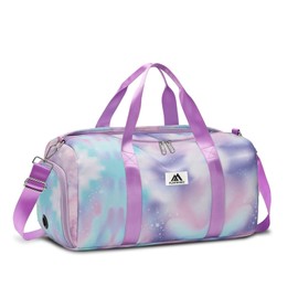 Flintronic Small Gym Bag for Girls Kids, Sports Duffel Bag for Gym, Gym Bag with Adjustable Shoulder Straps, Women's Fitness Bag with Shoe Compartment & Wet Pocket for Gym Swim Dance (Purple)