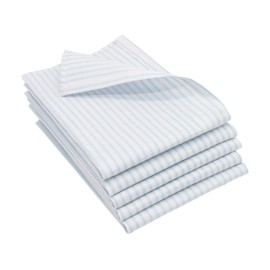 ZOLLNER Set of 5 half-linen tea towels in 50 x 70 cm - super absorbent and lint-free kitchen towels - washable up to 60 °C - in light blue and white stripes - catering quality - Oeko Tex® certified