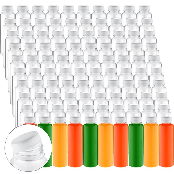 Tanlade 200 Pack Plastic Juice Bottles with Caps Clear Reusable