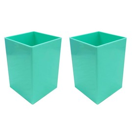 Aoktorkit 2pcs Plastic Pen Pencil Holder Green Square Plastic Desk Organizer Pen Holder For Desk Office/School/Home Accessory,7 * 10CM