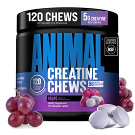 Animal Tabletas masticables de creatina - Monohidrato de creatina mejorado con AstraGin para mejorar la absorción, sal marina para aumentar los bombeo