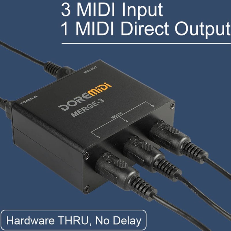 DOREMiDi MIDI Merge-3 MIDI Input 2 MIDI Output Support USB