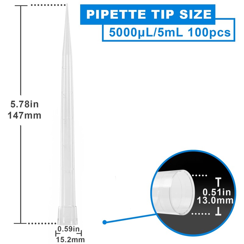 ONiLAB Pipette Tips 5000ul/ 5mL 100 PCS Lab Universal Plastic