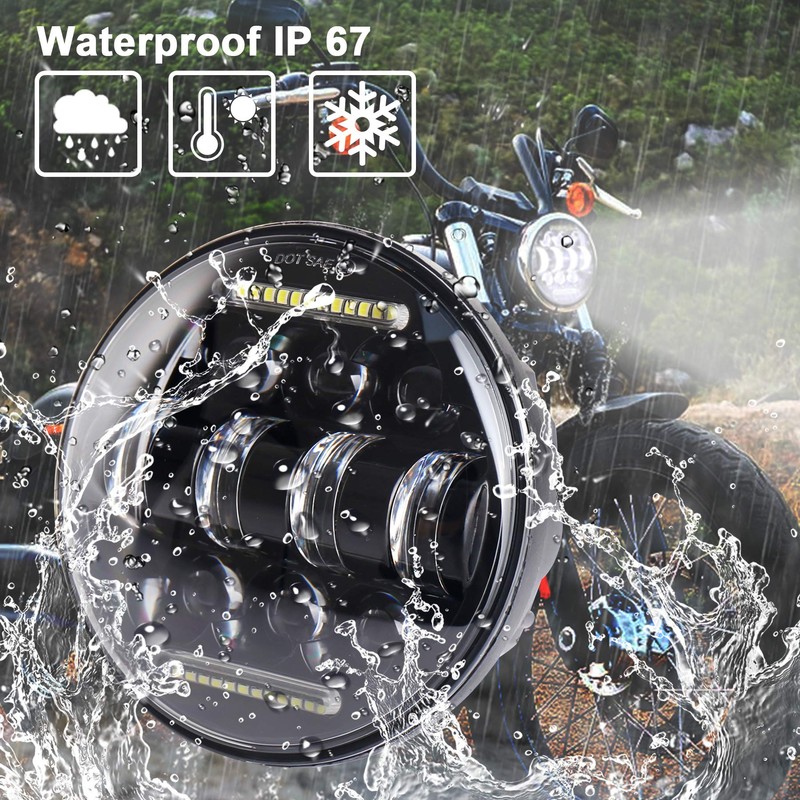 ZJUSDO Motorcycle 5.75inch Headlight with White DRL 5 3/4 Led