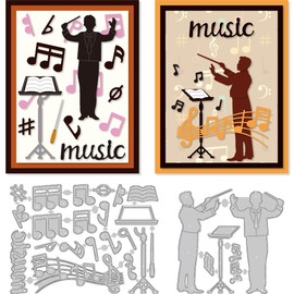 DELORIGIN Music Conductor Die Cuts, Carbon Steel Die Cuts Cutting Dies Musical Note Stencils Scrapbooking Embossing Sheet Music Template Dies for Card Making Party Greeting Embossing Invitation Photo