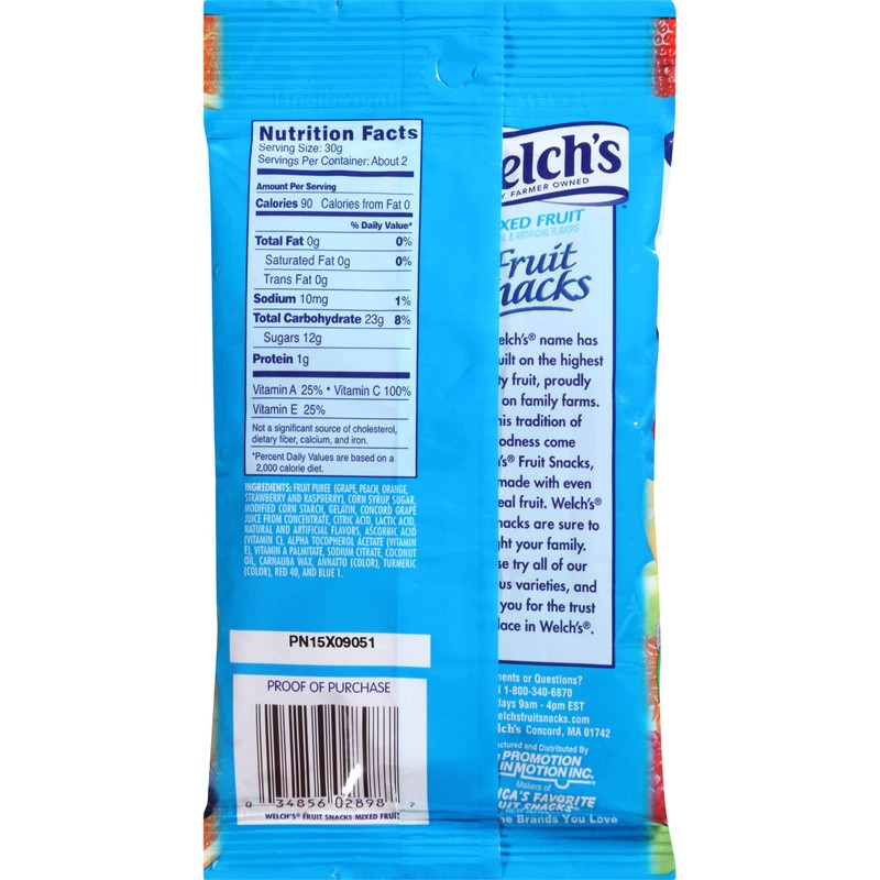 Welch's Mixed Fruit Snacks - 2.25 Oz. Bag - 48