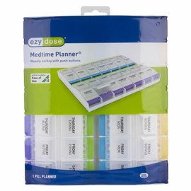 Ezy Dose Weekly 4x/Day Push Button Medtime Planner Pill Reminder (2XL)