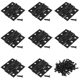 Marvexi 16PCS 2 Inch Stainless Steel Door Folding Butt Hinges, Black Metal Bisagras para Puertas with Screws for Door, Furnitures, Windows, Cabinet,Cupboard, Dressers