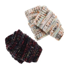BESPORTBLE 2pcs Thick Knit Headband for Women Black Warm Winter Headwear Plush Lining Wide Knitted Headband Hair Accessory