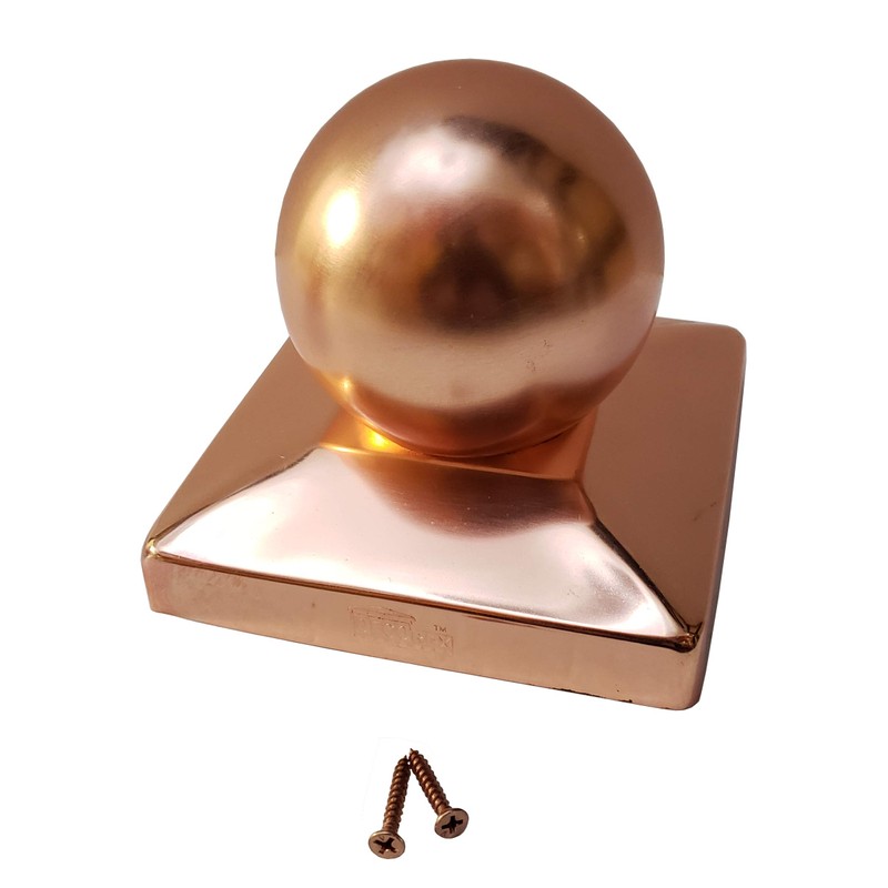 5.5" x 5.5" Solid Copper Ball Post Cap for True/Actual