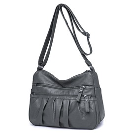 ModaZeal Ladies Shoulder Bags Soft PU Leather Handbags for Women Multi Pockets Crossbody Bag Waterproof Messenger Bag Lightweight Travel Bags (Grey)