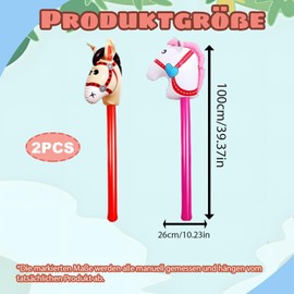 2 Stück Aufblasbares Pferd, 39 Zoll Steckenpferd Aufblasbares Stabpferd, Steckenpferd für Kinder Luftballon Pferd Spielzeug für Cowboy Thematische Party, Ideal für Geburtstagsfeier und Kinderparty