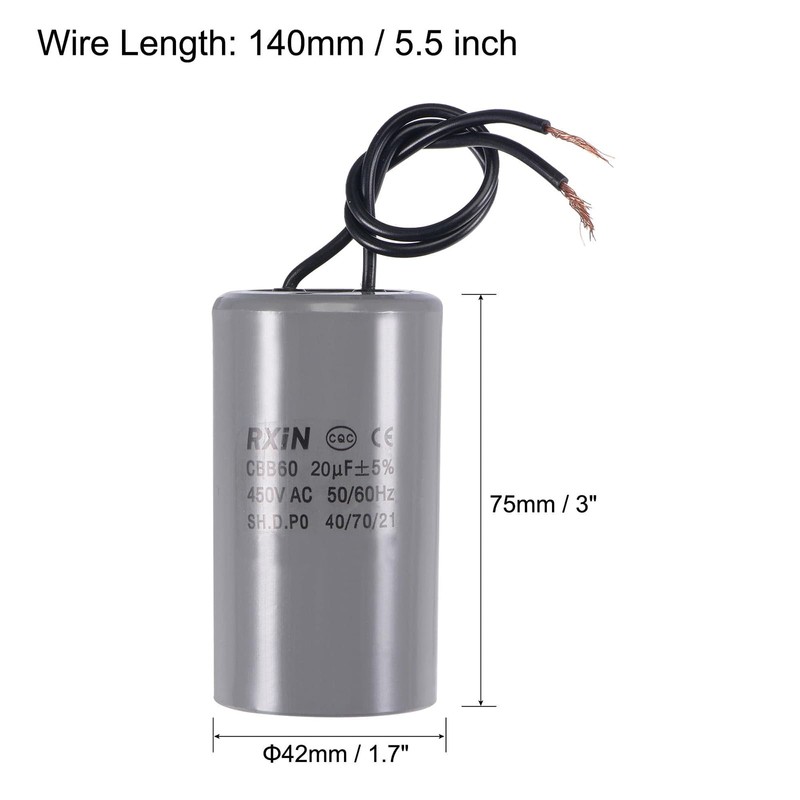 BOXONLY CBB60 20uF Run Capacitor 450V AC 40/70/21 ±5% 50/60Hz