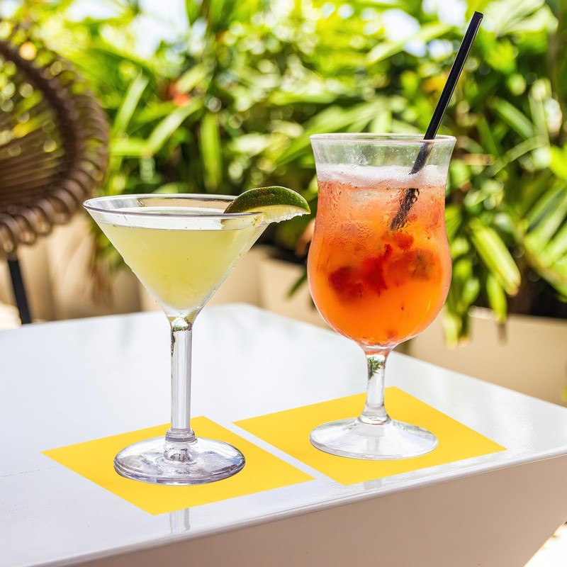 uxcell Cocktail Napkins, 100 Pack Yellow 2-Ply Square Disposable Napkins