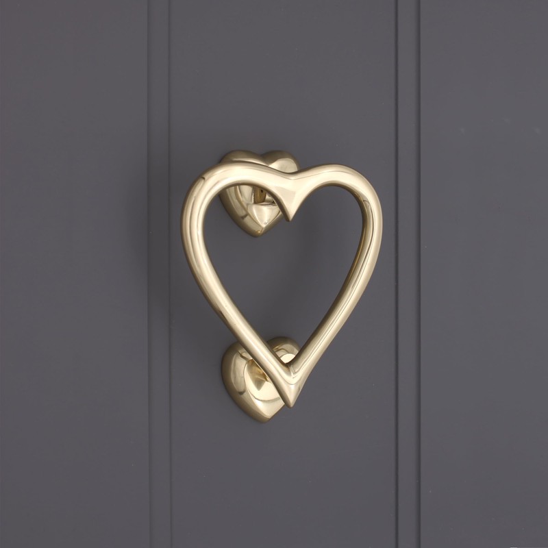 Infinity Decor Polished Brass Heart Shaped Door Knocker for Entrance
