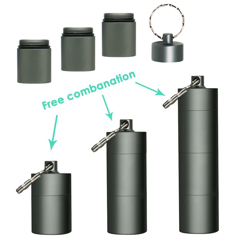 Portable Keychain Pill Case Holder, EFFIET 3 Compartments Metal Pocket