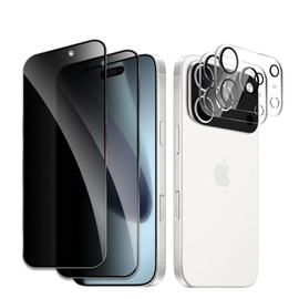 [2+2 Pack] Privacy Screen Protector for 17 Pro Max, Anti-Spy Shatterproof Tempered Glass with Camera Lens Tempered Glass 9H Hardness Bubble Free Anti-Glare Case Friendly