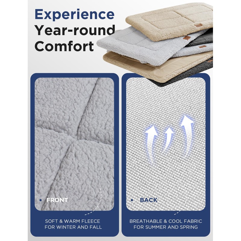 MASSFU Washable Dog Bed Mat for Large Dogs, Reversible Ultra