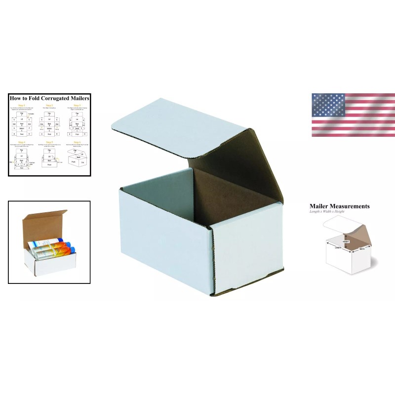 6x5x3" White Corrugated Mailers - Eco-Friendly Packaging Solution, 50 Count