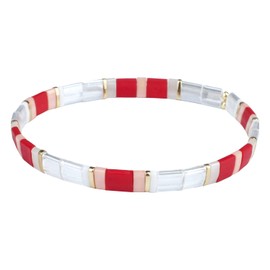 KELITCH Tila Stretch Bracelets Stackable Women Bohemian Friendship Bracelets Rainbow Summer Jewelry (Red 04A)