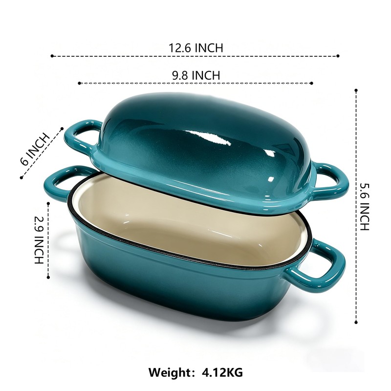 Davnjcka Enamelled Cast Iron Bread Loaf Pot, Non Stick Dutch