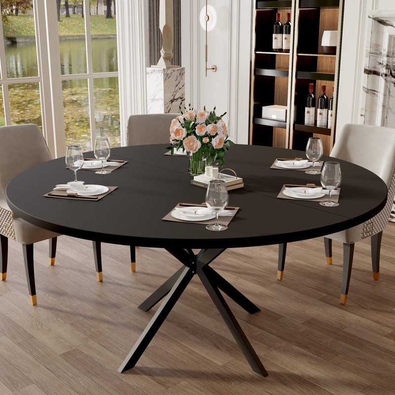 47.24" Round Dining Table, Modern Dining Room Table for 4-6