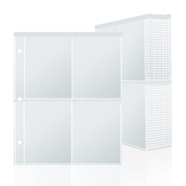 PESLNG 320 Pockets Trading Card Sleeves, 40 Pages Per 8-Pockets Empty Portfolio Folder Double-Sided Card Sleeves, 3 Holes (Transparent, 320 Pockets)