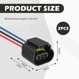 2PCS Female Headlight Connector for H13/9008 Bulb,Headlight Wiring Harness for Headlights or Fog Lights Use,Universal Headlight Harness Replacement Car Accessories (Female Socket)