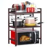 PUSDON Microwave Oven Rack, Adjustable Heavy Duty 3-Tier Shelf with