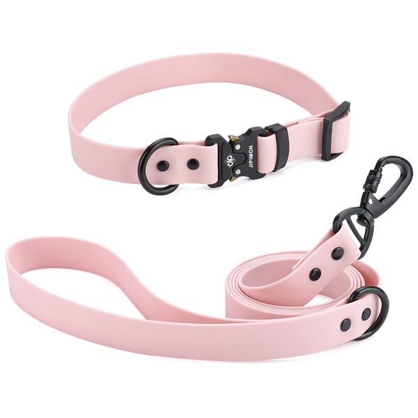 JIPIMON Waterproof Dog Collar and Leash Set Adjustable Quick Release
