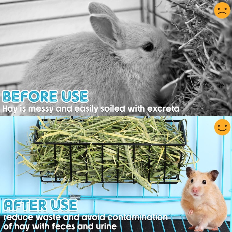 Therwen 4 Pcs Rabbit Hay Feeder Heavy Duty Metal Frame