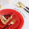 100PCS Red Gold Plastic Plates for 50 Guests, Hefty Disposable