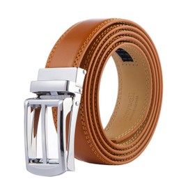 Tonywell Ratchet Belts for Men, Brown Leather adjustable belt - 1 1/8" Width