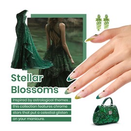 Beetles Christmas Gel Nail Polish Set Green Gel Polish White Beetles X DIY Nail with Base&Top Coat Stellar Blossoms French Nails Stickers for Party Gift Women