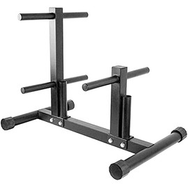 Luwint Plate Tree, 1 in Weight Plate Storage Rack with 2 Standard Barbell Holder for Home Gym