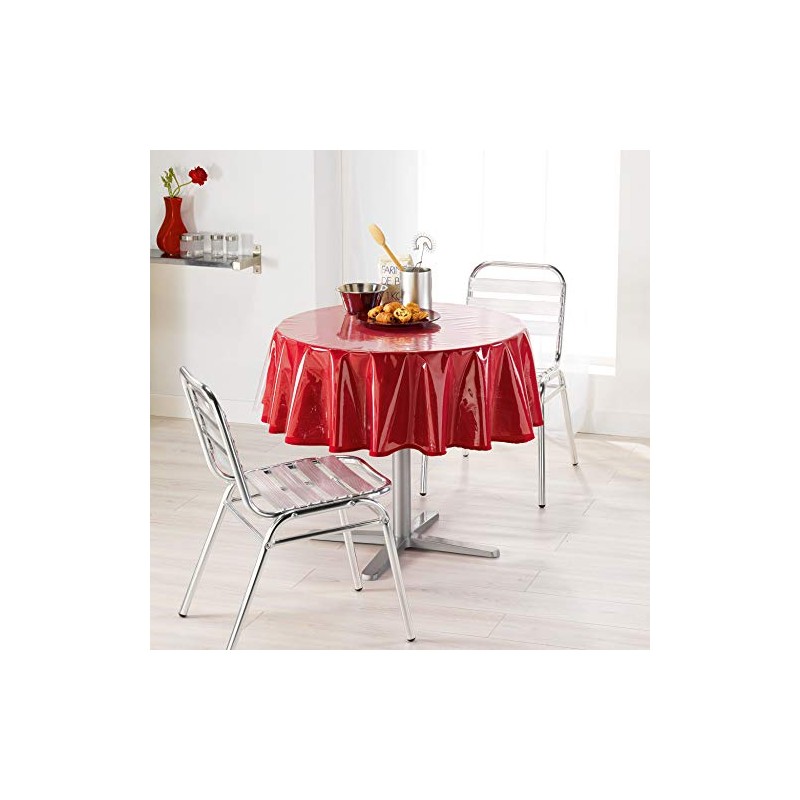 Douceur d'Intérieur CDaffaires Tischdecke, rund, PVC, einfarbig, 15/100, transparent, Polyvinylchlorid,