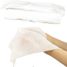 Hot Towels, High Quality, Antibacterial, Round Shape, L Edition, Mettish, Set of 10, Large, Thick, Non-woven Fabric, Size 11.0 x 11.8 inches (280 x 300 mm), Disposable, High Quality Texture, Hot