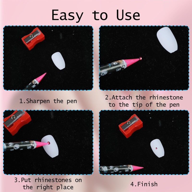 4 Pcs Rhinestone Picker Tool, Self Adhesive Wax Pencil for