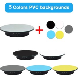 360 Degree Rotating Display Stand,360 Degree Photography Turntable with Remote Control,5 PVC Backgrounds,Battery/USB Power