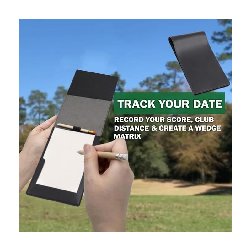 Golf Scorecard Holder, Leather Yardage Book Cover, Pocket-Size Golf Notebook
