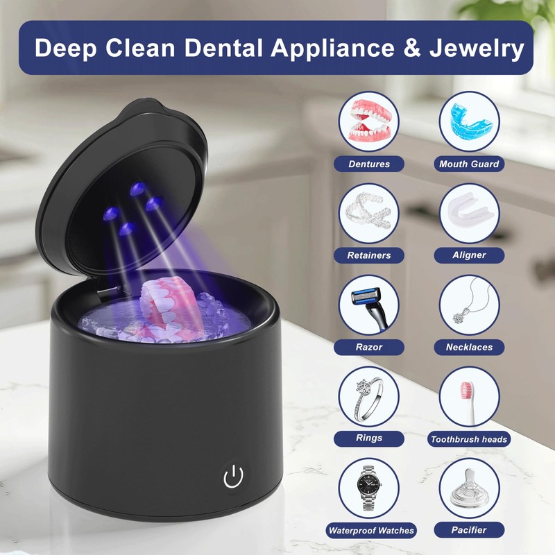 Ultrasonic Retainer Cleaner, 48kHz Denture Cleaner, Retainer Cleaning Machine for