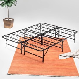 Greaton, 14-Inch Foldable Metal Platform Bed Frame with Tool Free Setup, Sturdy Steel, No Box Spring Needed, Queen, Black