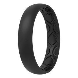ThunderFit - Alianza de boda de silicona para mujer, transpirable, con ranuras de aireación, 4 mm de ancho, 1.5 mm de grosor, 12 anillos/8 anillos/4 anillos/1 anillo, 1 anillo ? Negro, 7.5 - 8 (18.2mm)