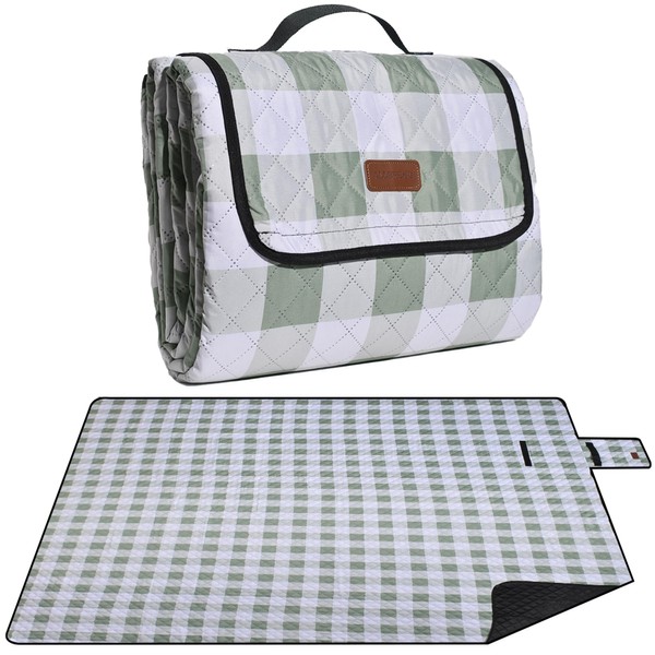 ALLBFENG Oversized Waterproof Picnic Mat, Portable Outdoor Mat (Green, 80"