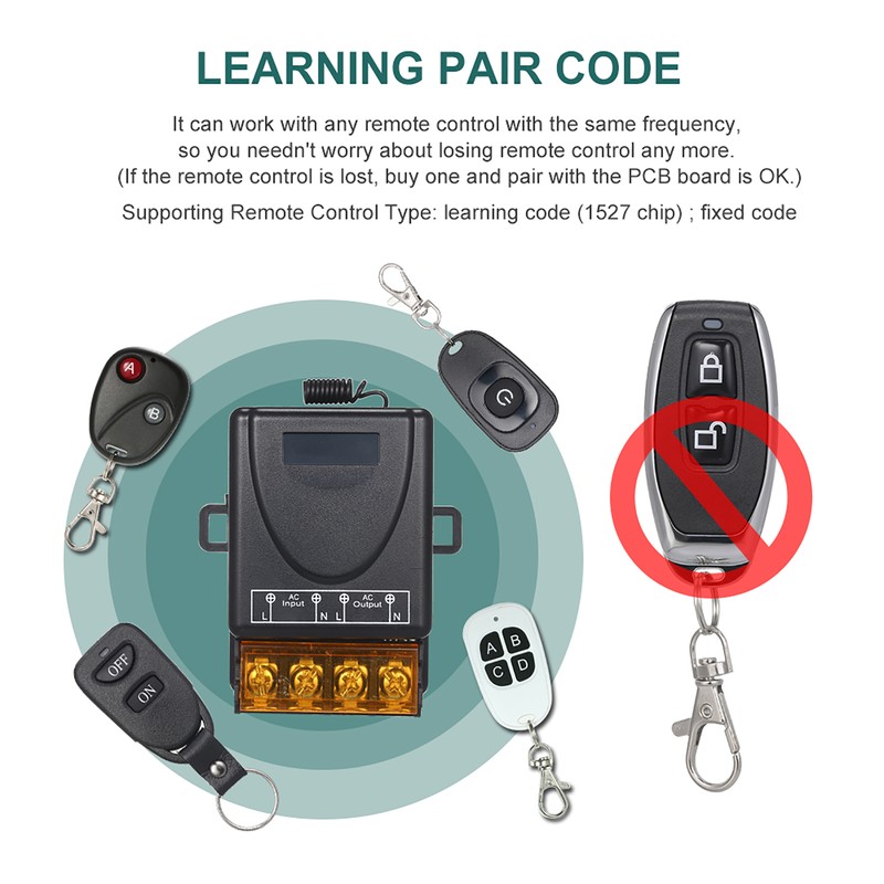 Smart Home 433Mhz AC85-220V 1CH Wireless Remote Switch Relay Receiver