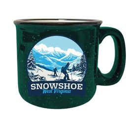 R and R Imports Snowshoe West Virginia Design A Souvenir 16 oz Ceramic camping mug Green Single