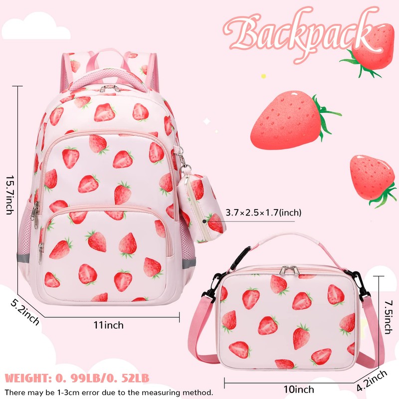 MIRLEWAIY Backpack for School Girls Kids Book Bag Set with