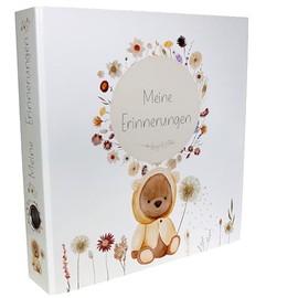 OLGS Collection Binder ‘Meine Erinnerungen’, Children's Memory Binder, Nursery Binder, Preschool, School, Ring Binder, DIN A4, Teddy Lou Bear