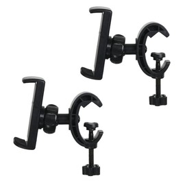 ThtRht 2 Pack Tripod Mount Phone Holder Clamp Microphone Stand Bracket Clip Support Adapter Rotating Ball Head Arm Attachment for Tripods MIC Pipe Pole Stick Tube Crossbar Rod, Black